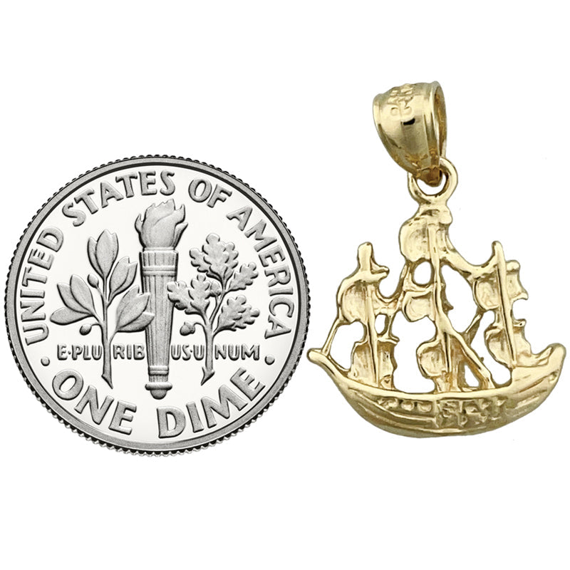 Segelndes Piratenschiff-Charm aus 14K Gold