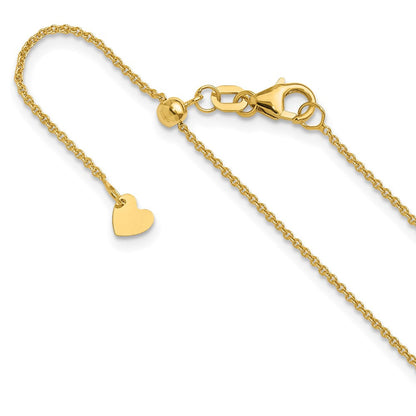 14K Verstellbar 1.1mm Rund Ankerkette Halskette