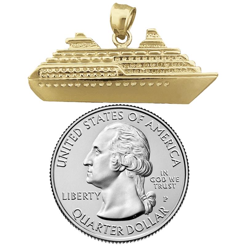 14K Gold 37MM Ozeandampfer-Kreuzschiff-Anhänger