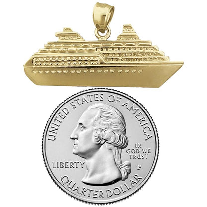 14K Gold 37MM Ozeandampfer-Kreuzschiff-Anhänger