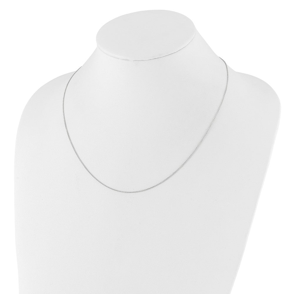 14K Weißgold Verstellbar 1.1mm Rund Ankerkette Halskette