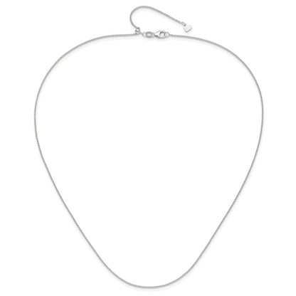 14K Weißgold Verstellbar 1.1mm Rund Ankerkette Halskette