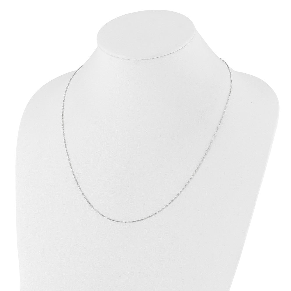 14K Weißgold Verstellbar 1.1mm Rund Ankerkette Halskette