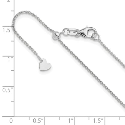 14K Weißgold Verstellbar 1.1mm Rund Ankerkette Halskette