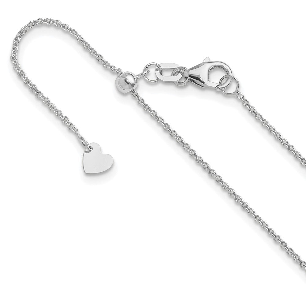 14K Weißgold Verstellbar 1.1mm Rund Ankerkette Halskette