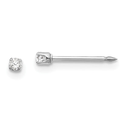14K Weißgold Inverness 2mm Zirkonia Ohrstecker