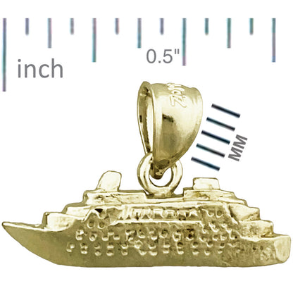 14K Gold 3D Kreuzfahrtschiff-Charm