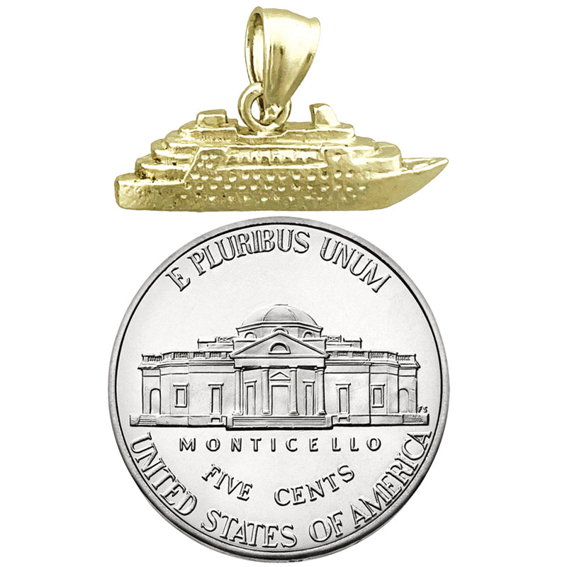 14K Gold 3D Kreuzfahrtschiff-Charm