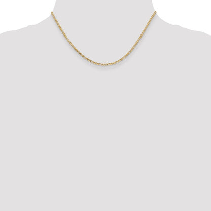 14K 2.25mm Flach Figaro Halskette