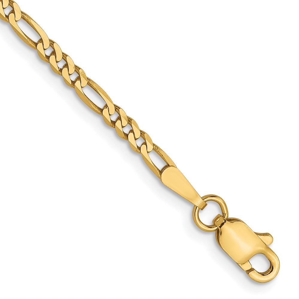 14K 2.25mm Flach Figaro Gliederarmband
