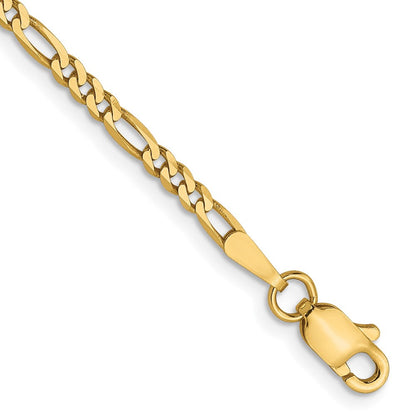 14K 2.25mm Flach Figaro Gliederarmband