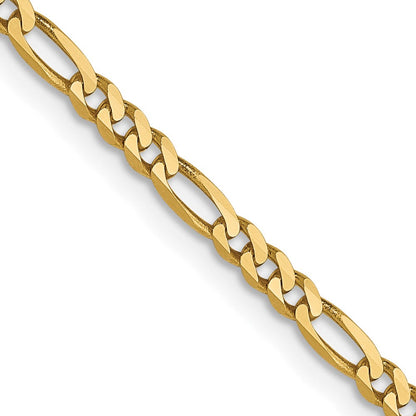 14K 2.25mm Flach Figaro Halskette