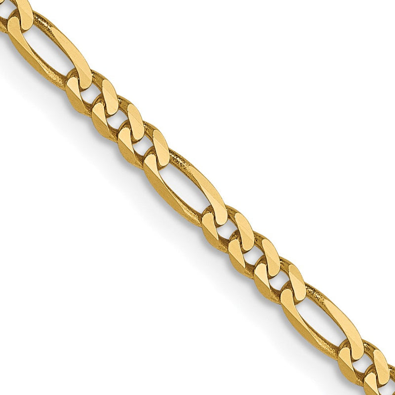 14K 2.25mm Flach Figaro Halskette