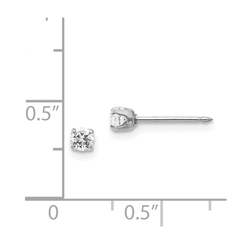 14K Weißgold Inverness 3mm Zirkonia Ohrstecker