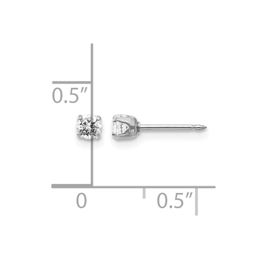 14K Weißgold 3mm Zirkonia Ohrstecker Short Ohrstecker