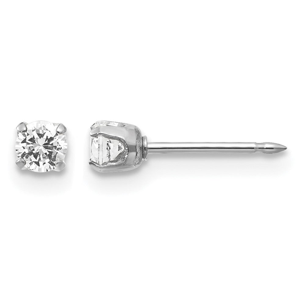 14K Weißgold 3mm Zirkonia Ohrstecker Short Ohrstecker