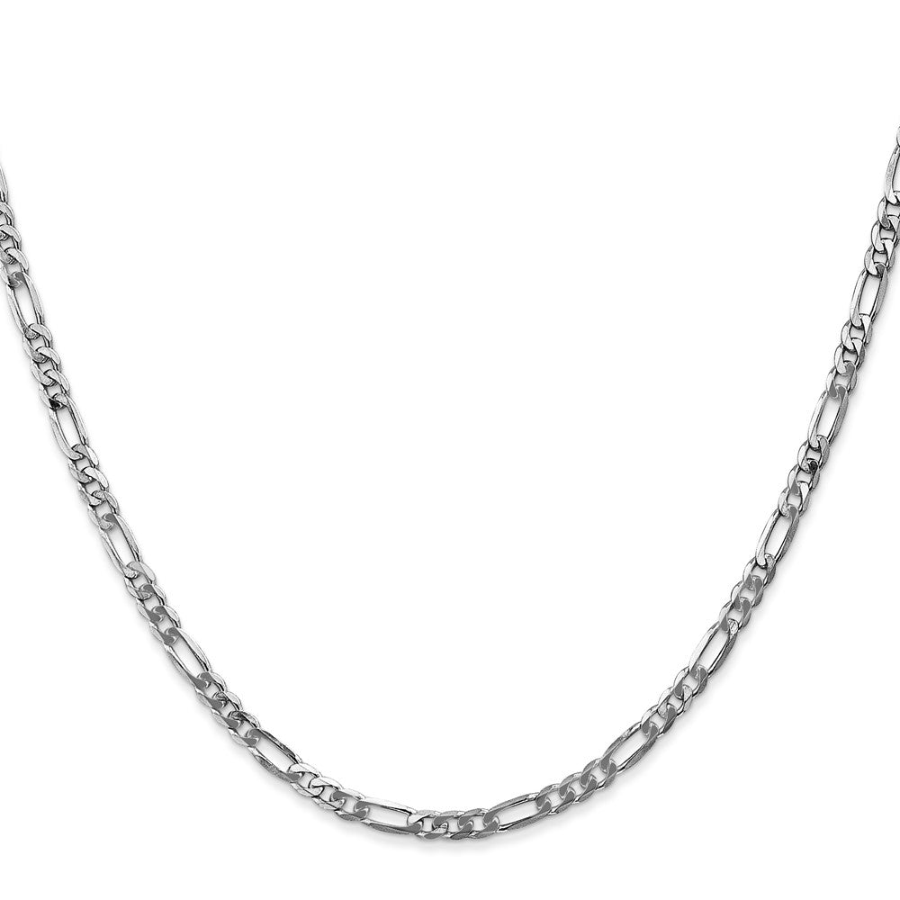 14K Weißgold 3mm Flach Figaro Halskette