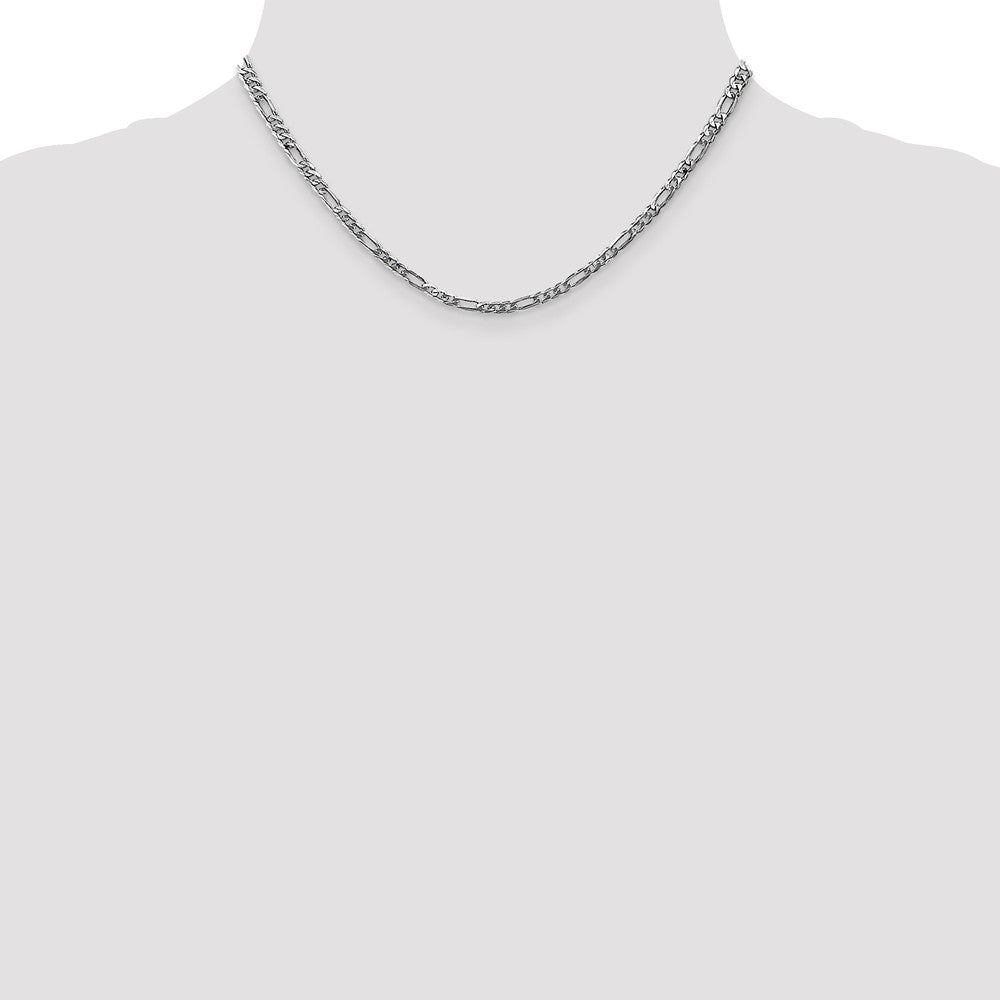 14K Weißgold 3mm Flach Figaro Halskette