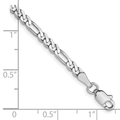 14K Weißgold 3mm Flach Figaro Gliederarmband