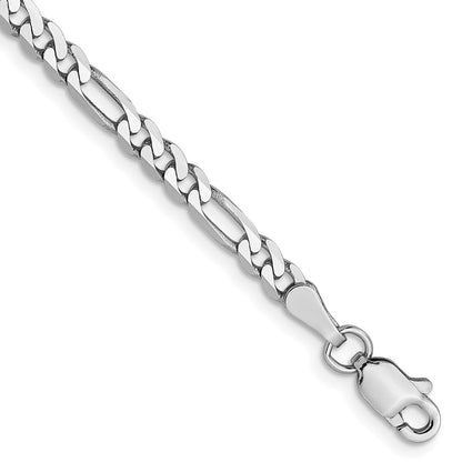 14K Weißgold 3mm Flach Figaro Gliederarmband