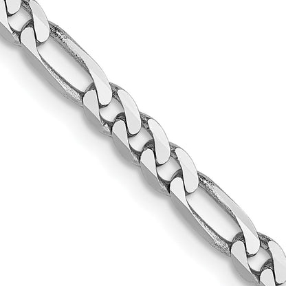 14K Weißgold 3mm Flach Figaro Halskette