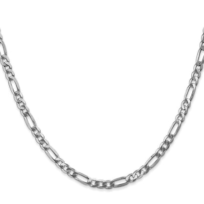 14K 4mm Weißgold Flach Figaro Kette Karabinerverschluss Halskette