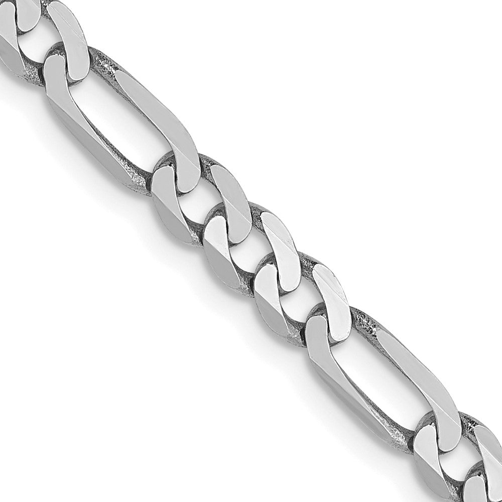 14K 4mm Weißgold Flach Figaro Kette Karabinerverschluss Halskette