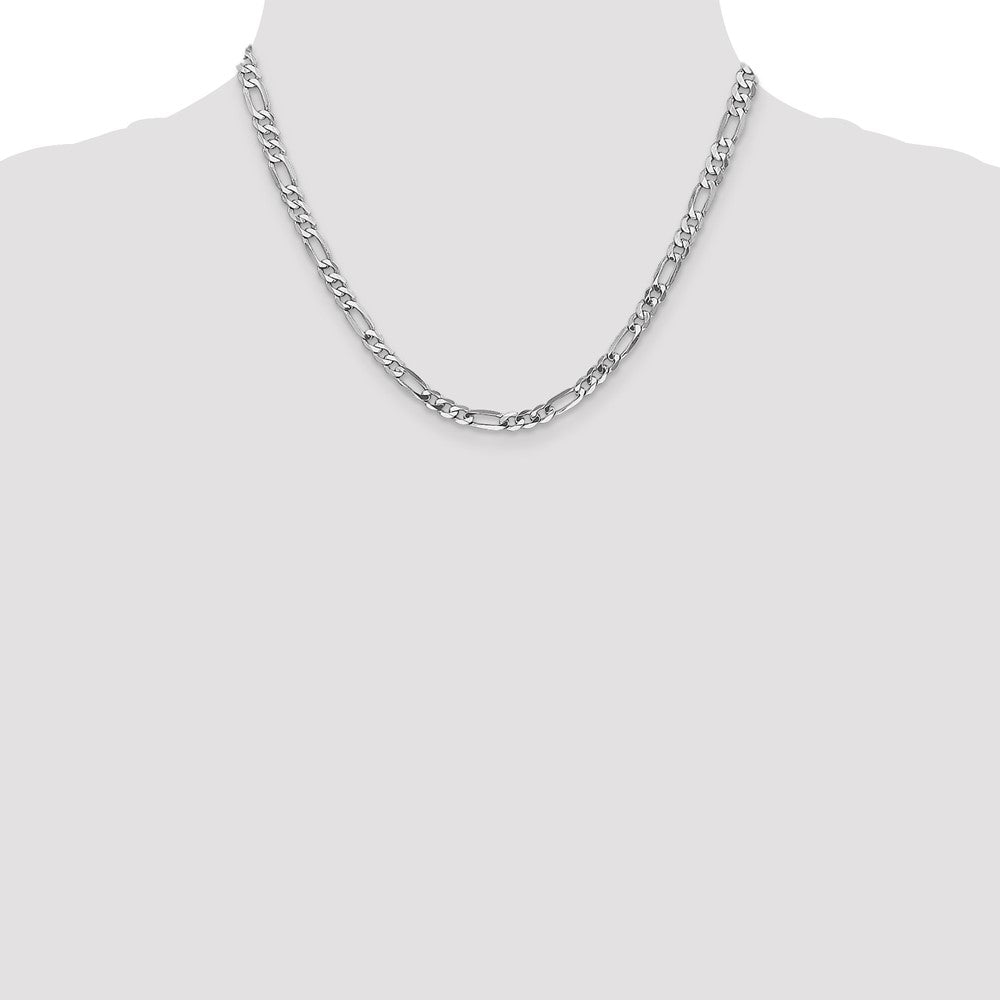 14K Weißgold 5mm Flach Figaro Halskette
