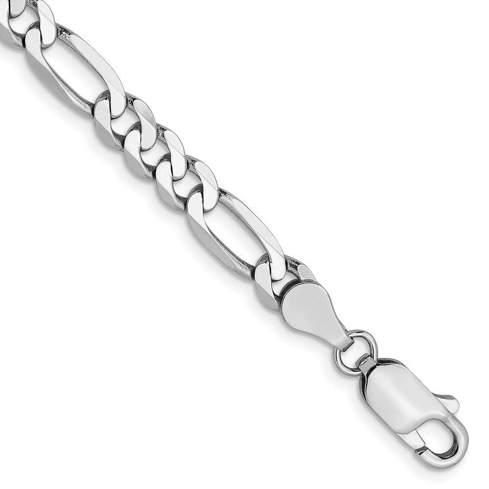 14K Weißgold 5mm Flach Figaro Gliederarmband