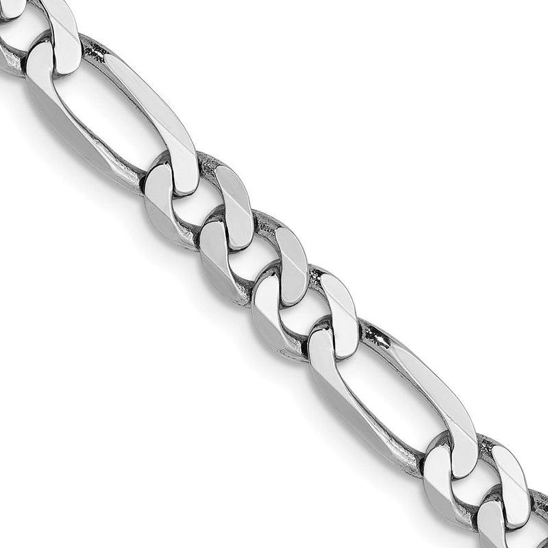 14K Weißgold 5mm Flach Figaro Halskette