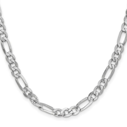 14K Weißgold 6mm Flach Figaro Halskette