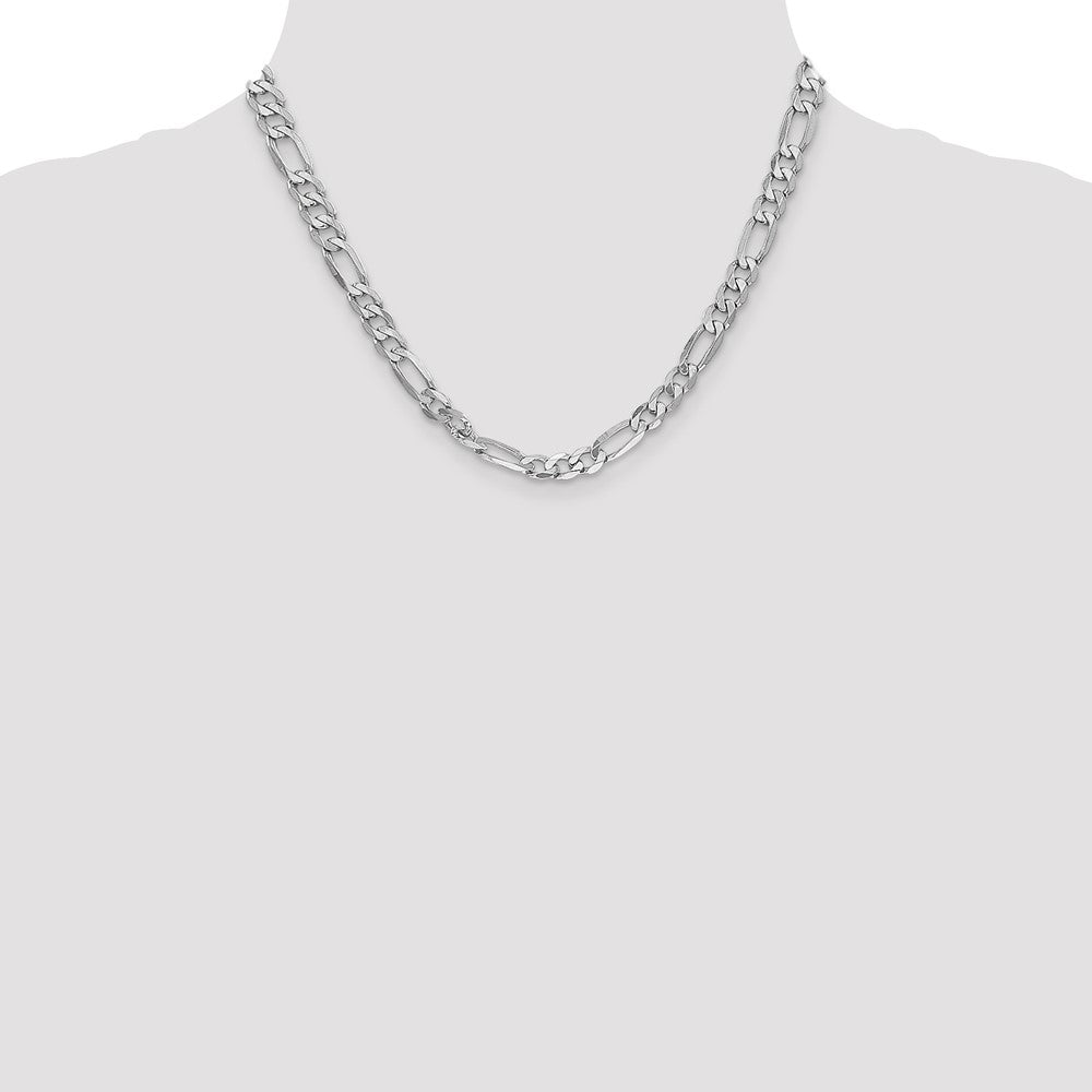 14K Weißgold 6mm Flach Figaro Halskette
