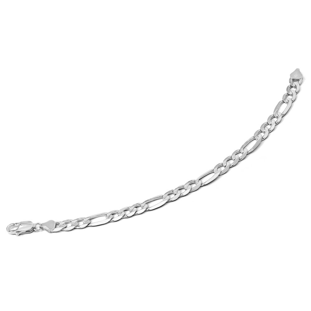 14K Weißgold 6mm Flach Figaro Gliederarmband