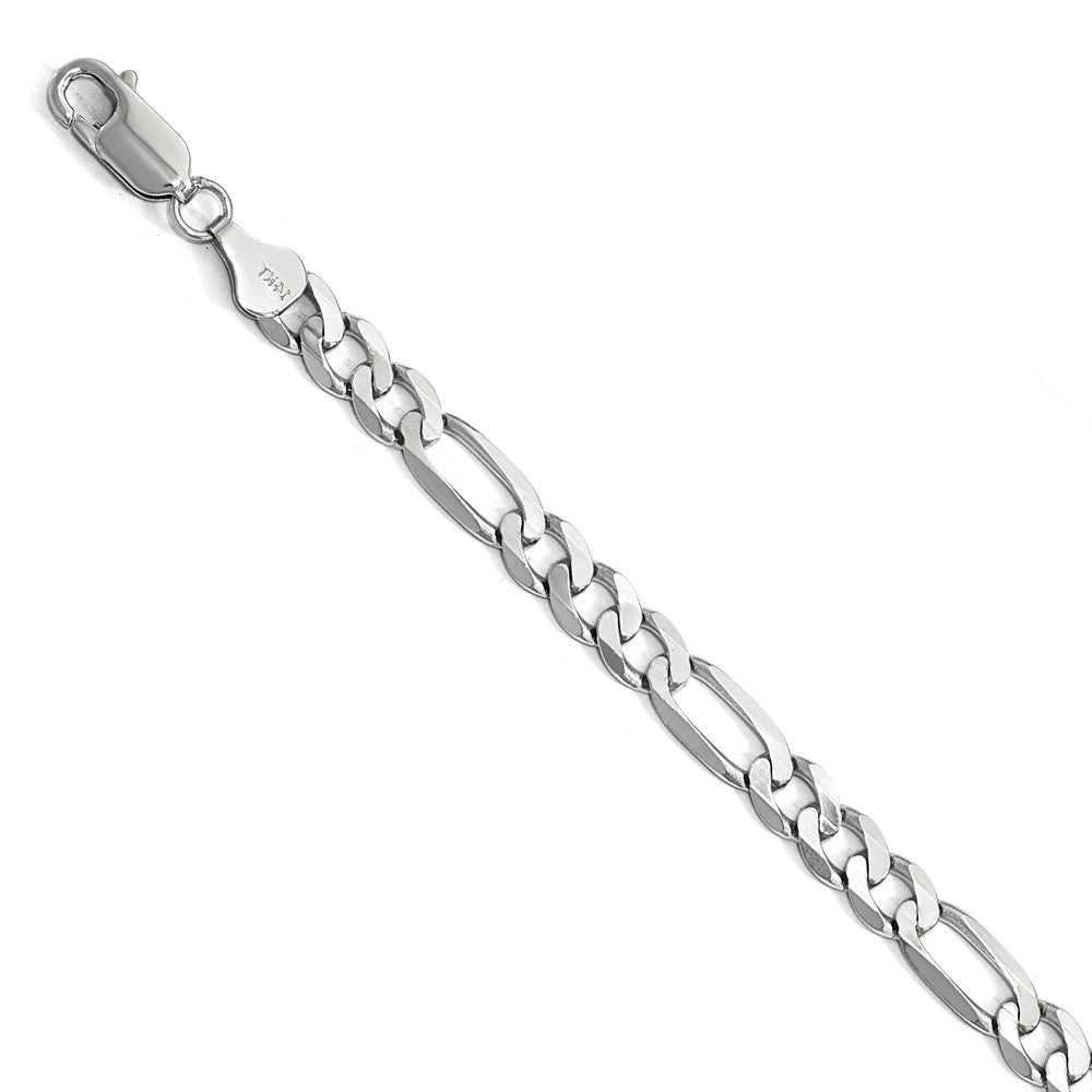 14K Weißgold 6mm Flach Figaro Gliederarmband