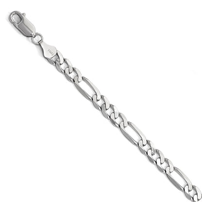 14K Weißgold 6mm Flach Figaro Gliederarmband