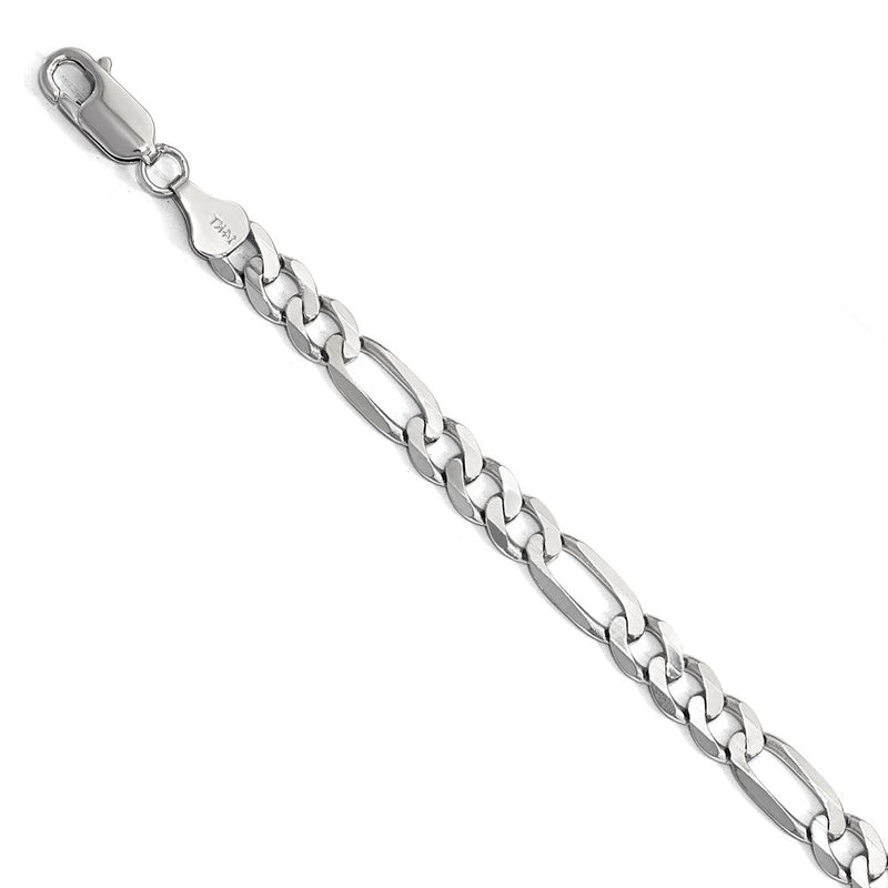 14K Weißgold 6mm Flach Figaro Gliederarmband