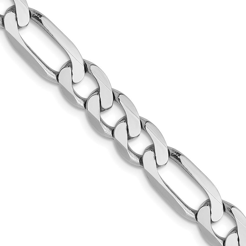 14K Weißgold 6mm Flach Figaro Halskette