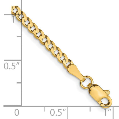 14K 2.3mm Flach Abgeschrägt Panzer Gliederarmband