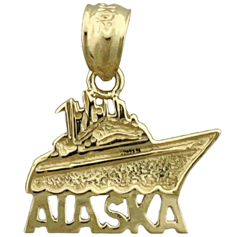 14K Gold Alaska Fischerboot-Charm