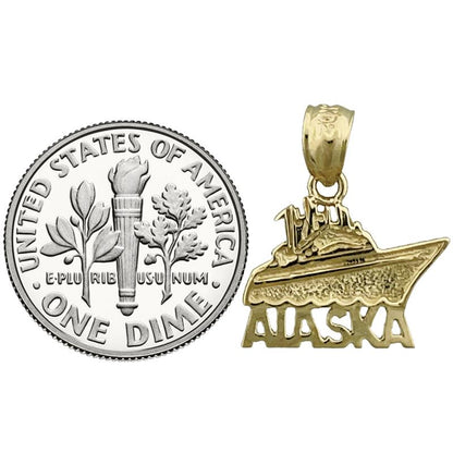 14K Gold Alaska Fischerboot-Charm