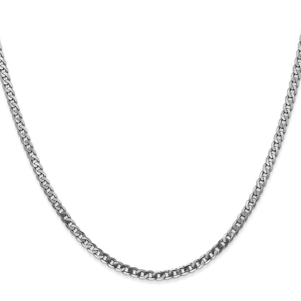 14K Weißgold 2.9mm Flach Abgeschrägt Panzer Halskette