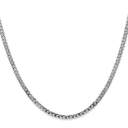 14K Weißgold 2.9mm Flach Abgeschrägt Panzer Halskette