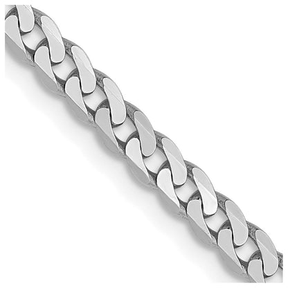 14K Weißgold 2.9mm Flach Abgeschrägt Panzer Halskette