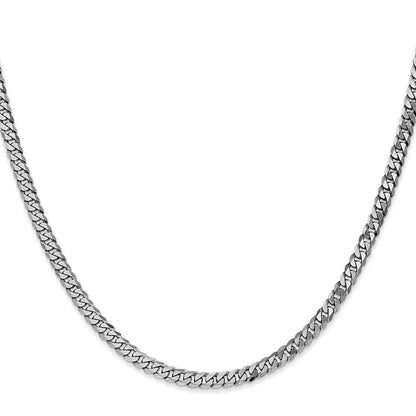 14K Weißgold 3.9mm Flach Abgeschrägt Panzer Halskette