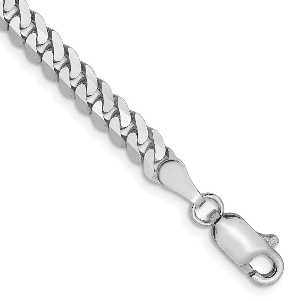 14K Weißgold 3.9mm Flach Abgeschrägt Panzer Gliederarmband