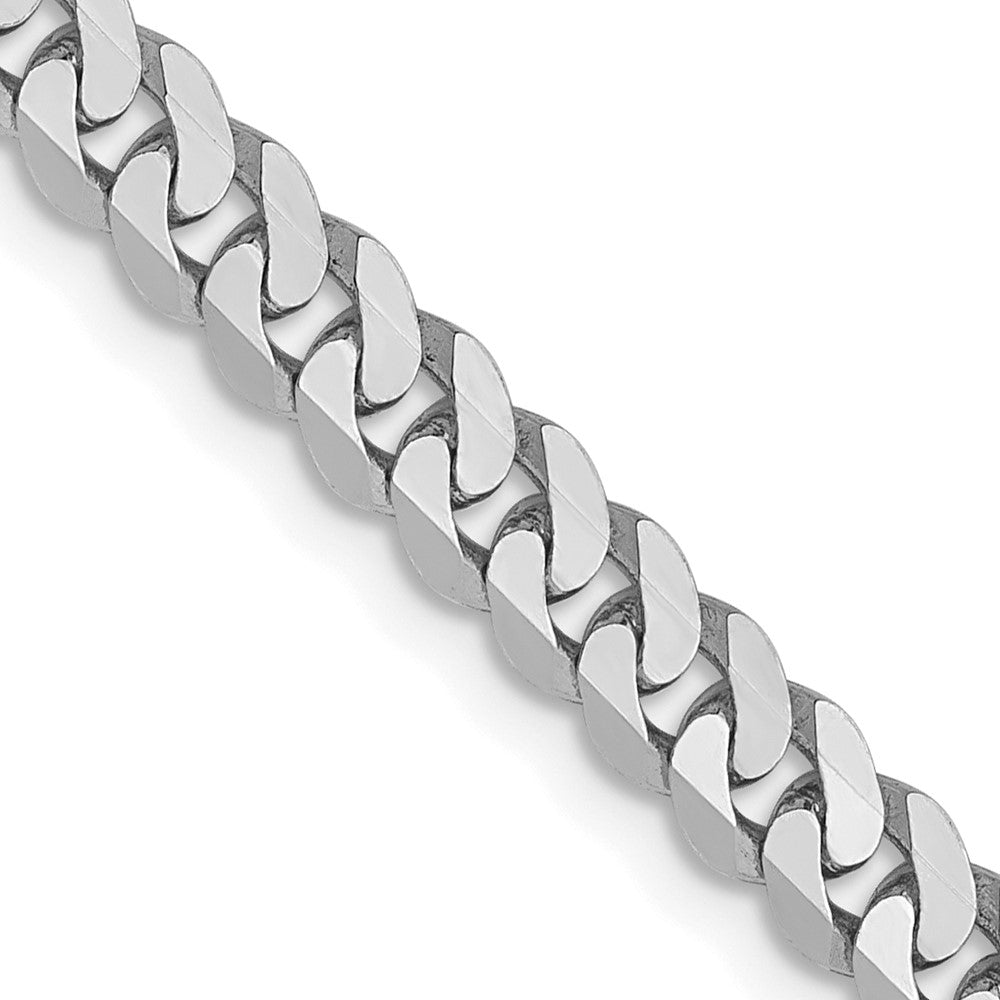14K Weißgold 3.9mm Flach Abgeschrägt Panzer Halskette
