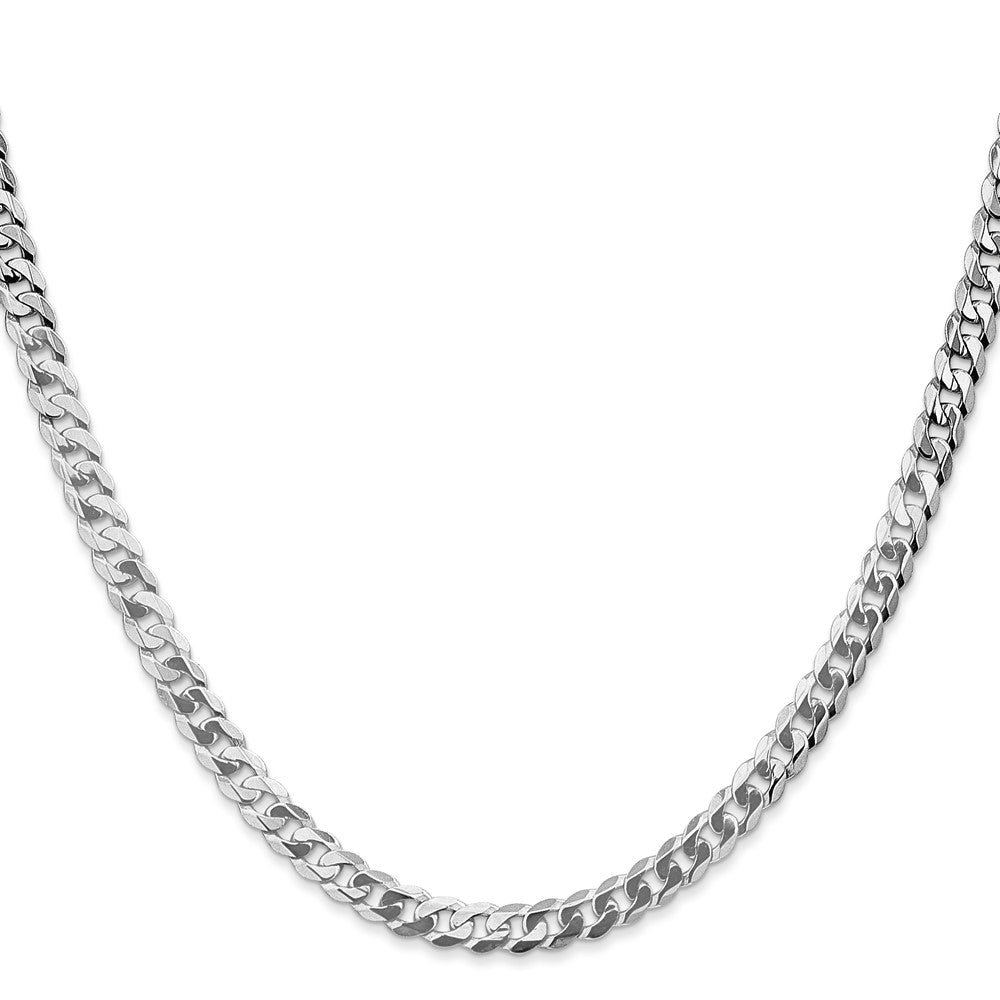 14K Weißgold 4.5mm Flach Abgeschrägt Panzer Halskette