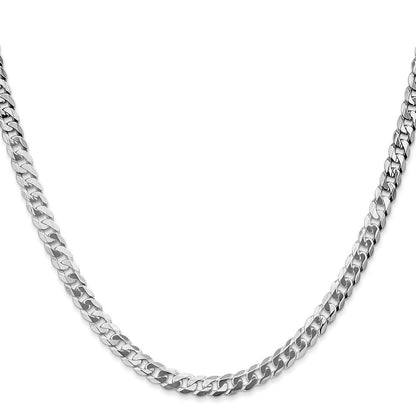 14K Weißgold 4.5mm Flach Abgeschrägt Panzer Halskette