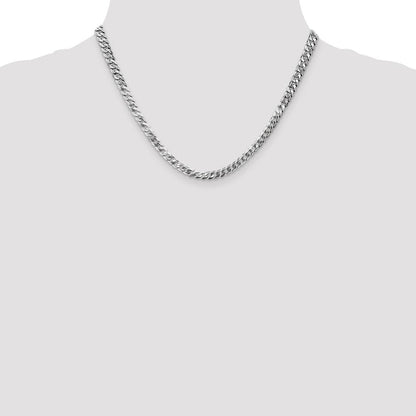14K Weißgold 4.5mm Flach Abgeschrägt Panzer Halskette