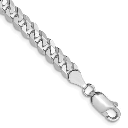 14K Weißgold 4.5mm Flach Abgeschrägt Panzer Gliederarmband